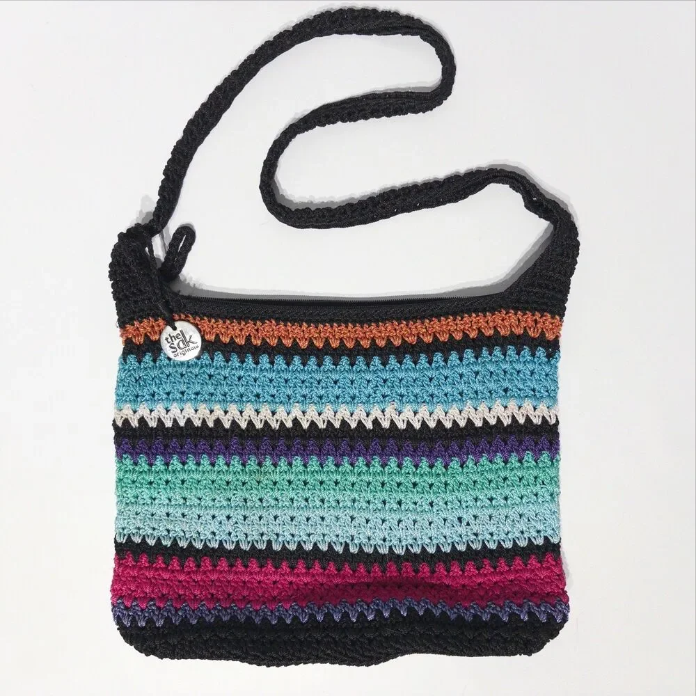 The Sak Colorful Striped Crochet 90s Y2K Style Crossbody Bag 13